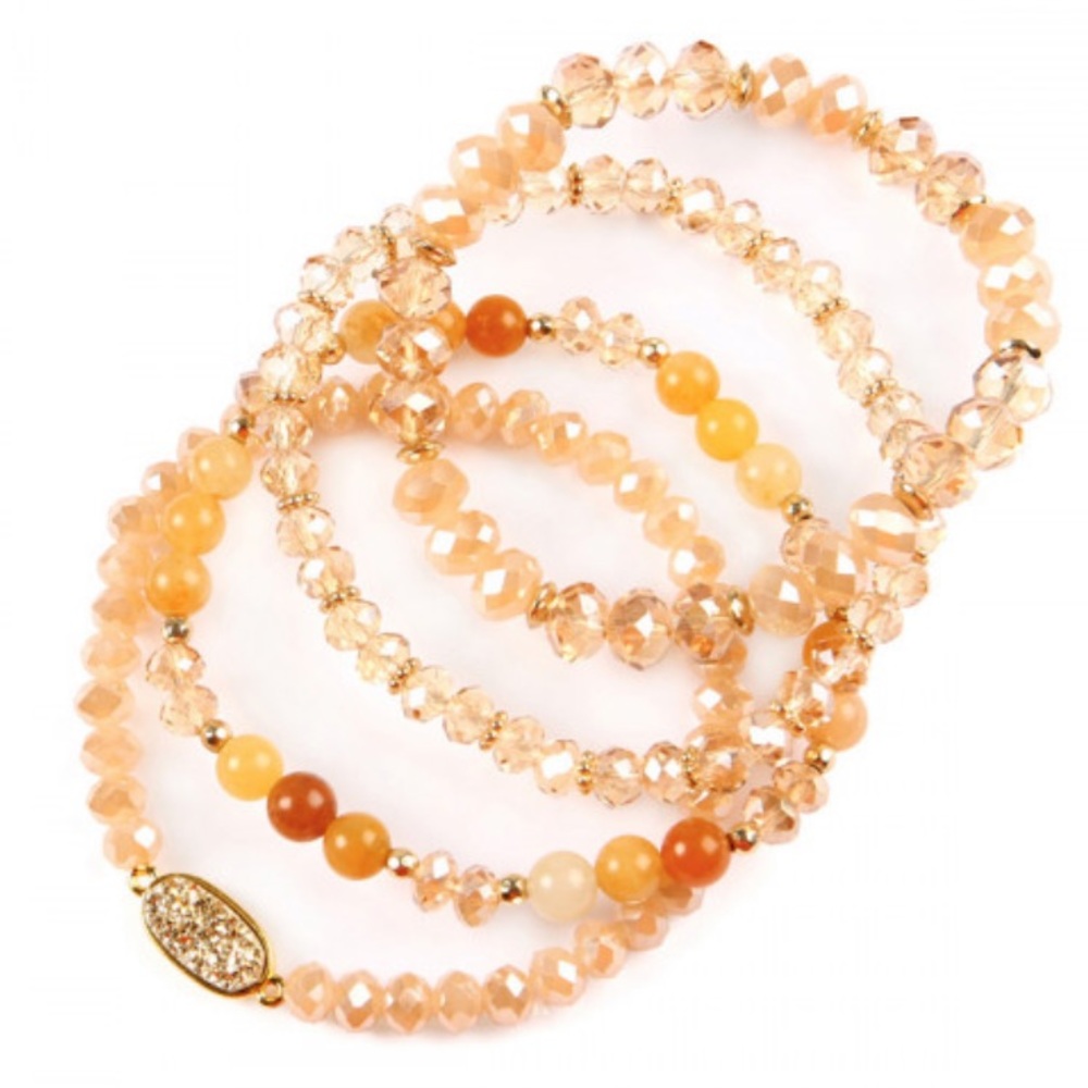 TAUPE DRUZY OVAL MIXED BEADS BRACELET Stackers - Picture 2 of 2